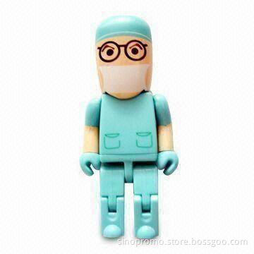 Doctor-shaped USB Flash Drive with USB2.0/3.0 Interface and Provides Logo Printing Service